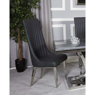 Deco Home Josephine Grey Faux Leather And Chrome Dining Chair / Chrome