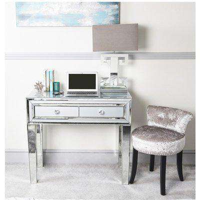 Deco Home Madison Grey Glass Mirrored 2 Drawer Console Table Dressing Table