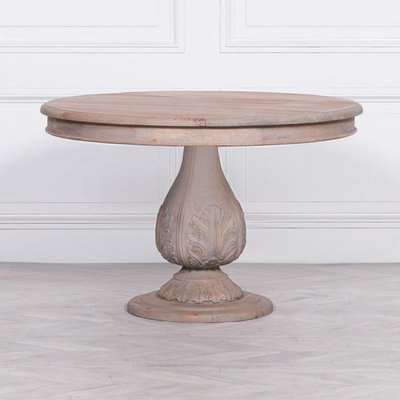 Maison Reproductions Light Wooden Round Pedestal Acorn Dining Table / Brown / Large
