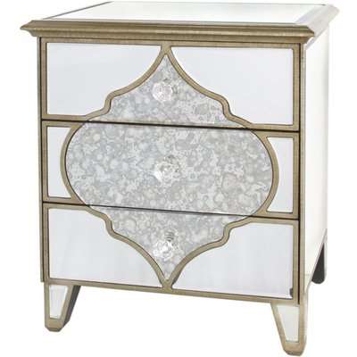 Deco Home Sahara Marrakech Moroccan Gold Mirrored 3 Drawer Bedside Cabinet