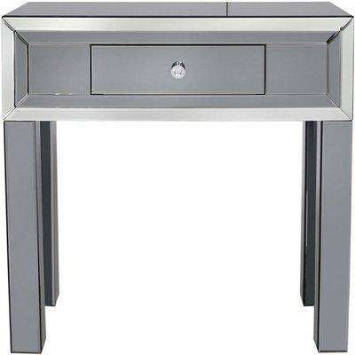 Deco Home Arctic Noir Smoked Black Mirrored 1 Drawer Dressing Console Table