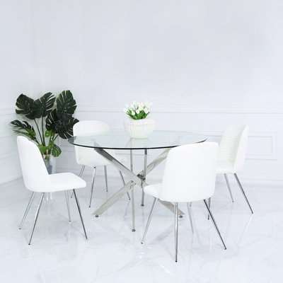 Deco Home White Faux Leather Dining Chair With Chrome Legs