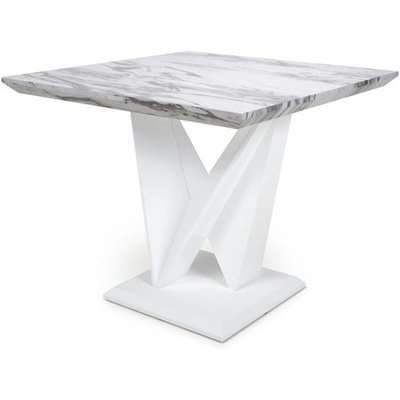 Shankar Saturn Square Marble Effect Top Dining Table