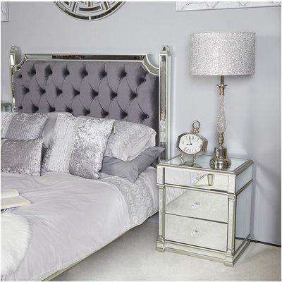 Deco Home Athens Silver Mirrored 3 Drawer Bedside Cabinet