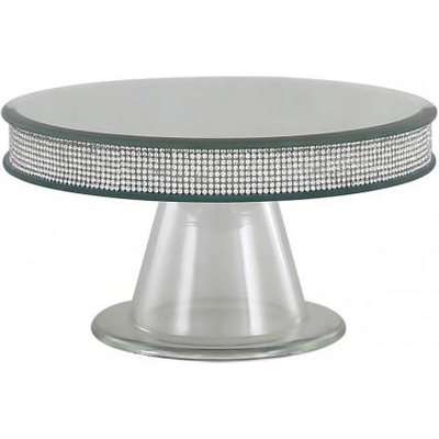 Deco Home Small Silver Glitz & Mirror Candle Plate Pedestal