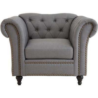 Teddy's Collection Ford Chesterfield Tufted Studded Grey Armchair