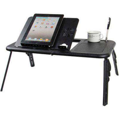 Adjustable Laptop Desk Foldable Stand with Cooling Fan - Black