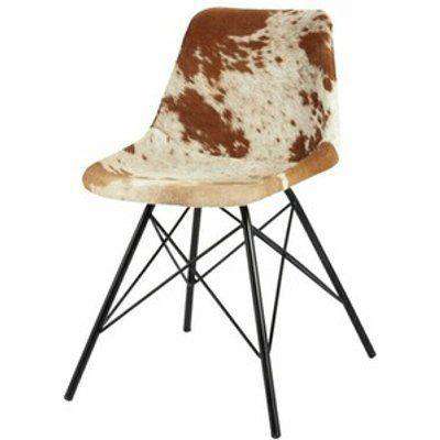 Akasaki Cowhide Leather Dining Chair Set of 2 - Brown
