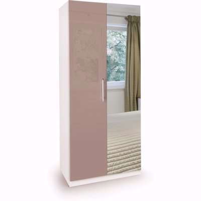 Ashburton 2 Door Wardrobe with Mirror - White / Gloss Mocha