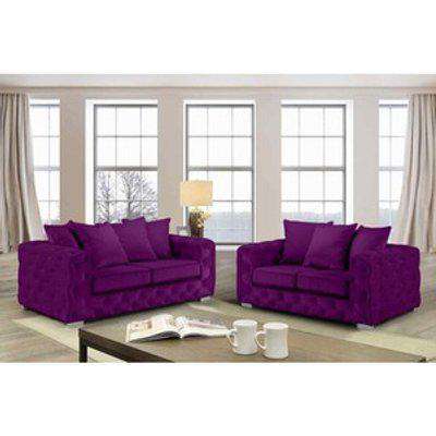Owen 3 and 2 Seater Sofa Set in Plush Velour Velvet Fabric - Purple