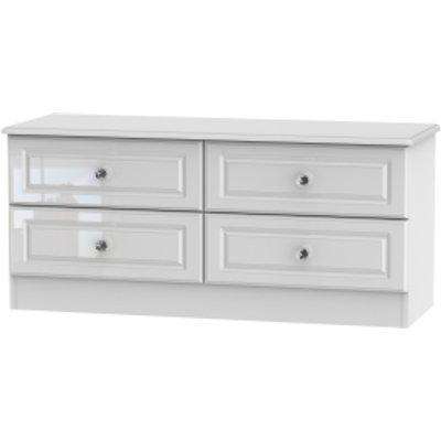 Balmoral Four Drawer White Gloss Bed Box with Crystal Effect Handles - White Gloss