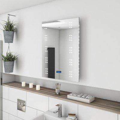 LED Bathroom Mirror Light with Electronic Clock - Silver