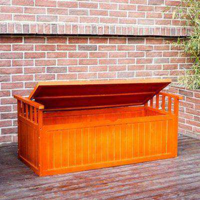 Wooden 2 Seater Garden Bench Storage Box with Lid - Natural