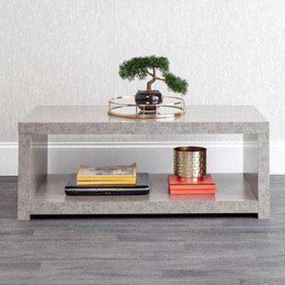 Bloc Coffee Table with Shelf - Concrete