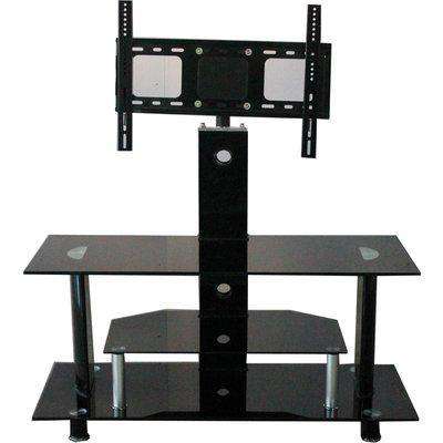Buckingham TV Stand with LCD Bracket and 3 Black Glass Shelves - Black