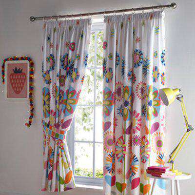 Candy Bloom Pencil Pleat Lined Curtains - Pink / 54in
