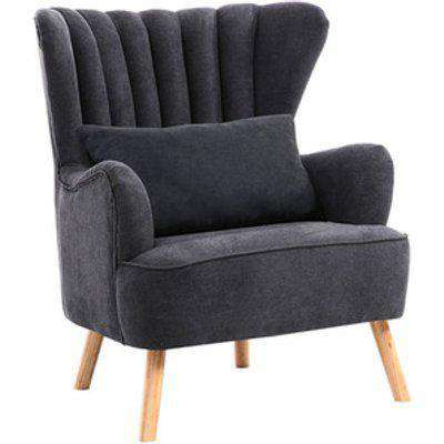 Cashmere Linen Wingback Chair - Dark Grey