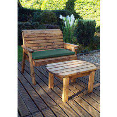 Charles Taylor Deluxe Two Seater Bench Set with Seat Cushion - Redwood/Green