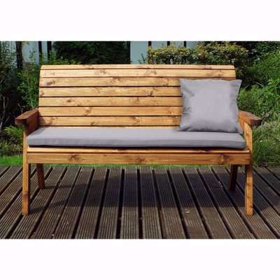 Charles Taylor Three Seater Winchester Bench with Seat Cushion - Grey