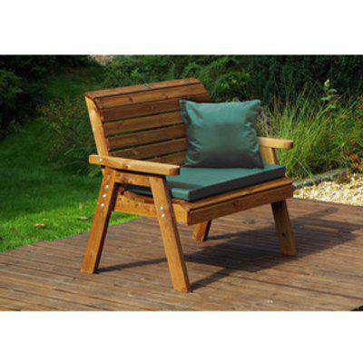 Charles Taylor Traditional Two Seater Bench with Seat Cushion - Redwood/Green