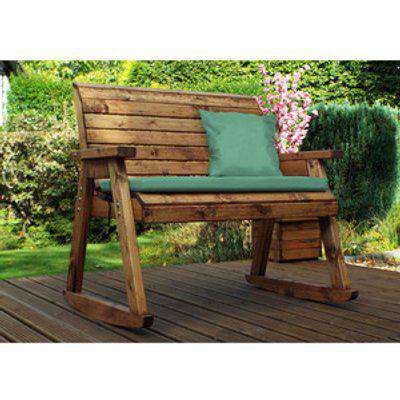Charles Taylor Two Seater Bench Rocker with Seat Cushion - Redwood/Green