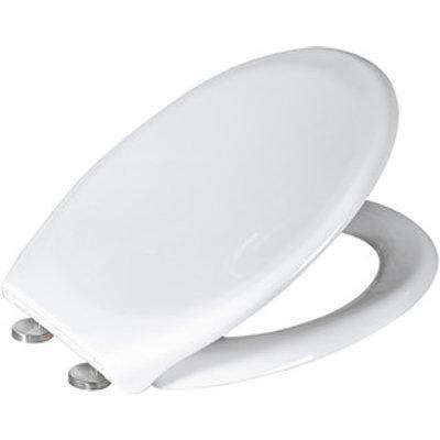 Soft Close White Plastic Toilet Seat with Single Button Quick Release - White