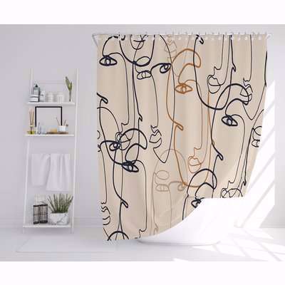 Continuous Line Drawing Of Faces Designer Shower Curtain - Bronze
