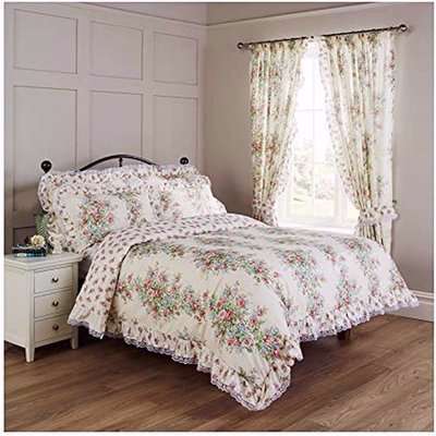 Country Spring Bouquet Floral Duvet Cover Set - White/Multi / King