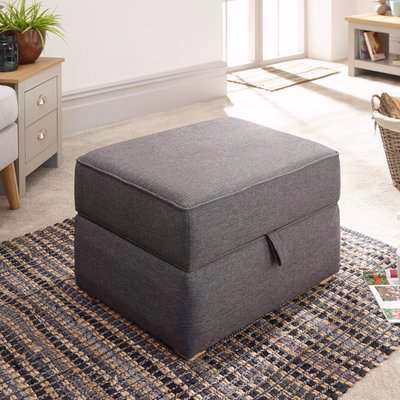 Dauphine Square Storage Footstool - Charcoal Grey