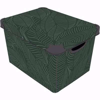 Decorative Storage Box With Lid - Green Leaf