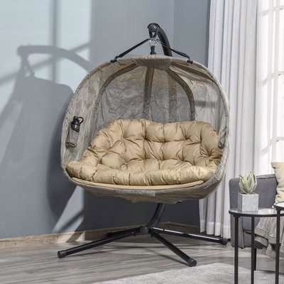 Double Hanging Egg Chair 2 Seaters - Brown