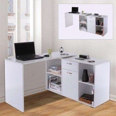 Dual-use Adjustable Large L-Shaped Computer Desk  - White