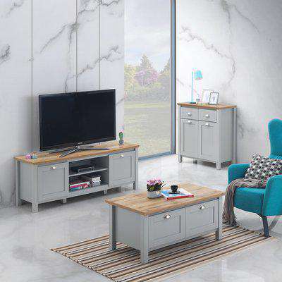 Eaton 3 Piece Living Room Furniture Set - Coffee Table, Sideboard & TV Unit  - Grey