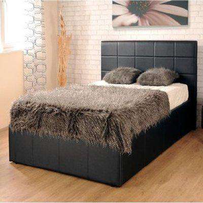 Black Faux Leather Gas Lift Ottoman Bed - King