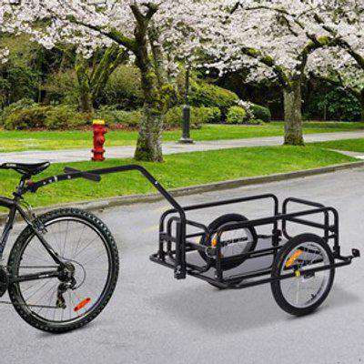 Folding Bicycle Cargo Storage Cart and Luggage Trailer with Hitch Black - Black