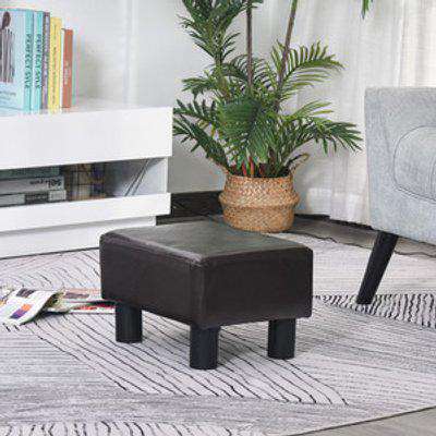 Footstool Ottoman Footrest PU Leather - Brown