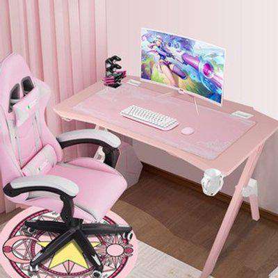 Pink Gaming Table Gaming Desk - Pink / Desk and Chair
