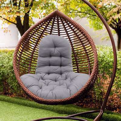 Garden Rocking Chair Back Seat Pad Swing Cushion Oxtongue Shape - Dark Grey