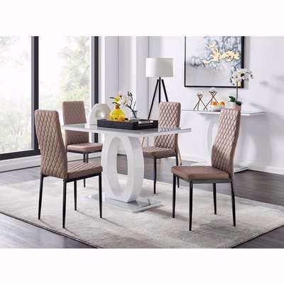 Giovani 4 Grey Dining Table  4 Milan Black Leg Chairs - Orange