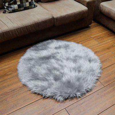 Glitter Round Faux Sheepskin Rug - Grey / 90cm