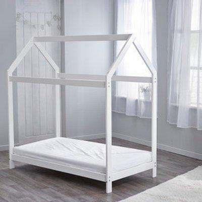 Harper White Toddler Bed House with Spring Mattress