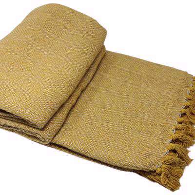 Herringbone Chair Sofa Bed X Large Cotton Throws - Mustard Natural