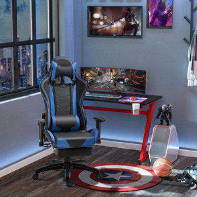 Home Office Gaming Swivel Chair with Footrest - Blue