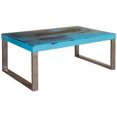 Industrial Design with Distressed Finish Coffee Table Blue - Wood