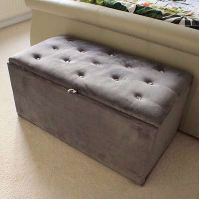 Kosykoala Chester Crystal Ottoman Storage Footstool - Grey