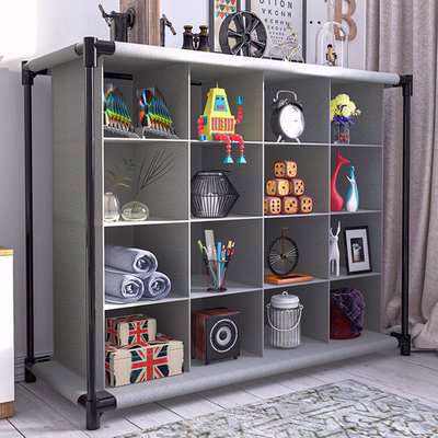 4 Layer Interlocking Shoe Storage Cube Rack Compartment Box Shelf Organiser - Grey
