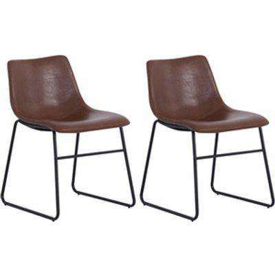 Leather Dining Chair Set Of 4 - Brown