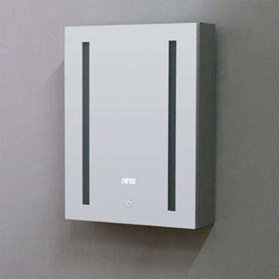 LED Light Bathroom Mirror Cabinet with Clock - Silver