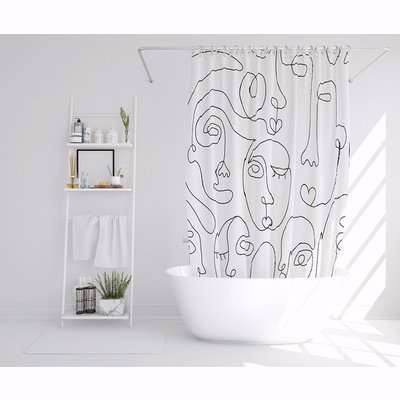 Line Drawing Of Faces Designer Shower Curtain - White