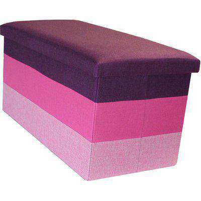 Linear Stripe Storage Ottoman Box - Purple/Pink